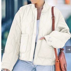 Lucky Brand Women's Cream Quilted Lightweight Coat/Jacket